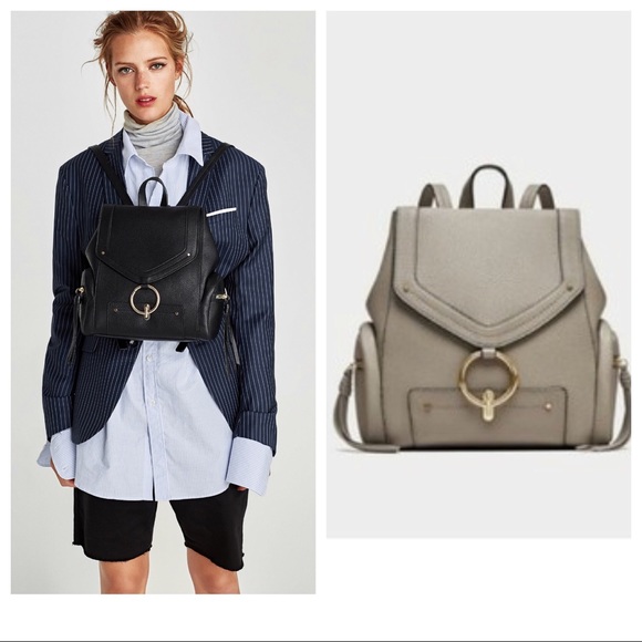 Zara Handbags - ZARA GREY BACKPACK WITH FRONT RING Zara Handbags - ZARA GREY BACKPACK WITH FRONT RING